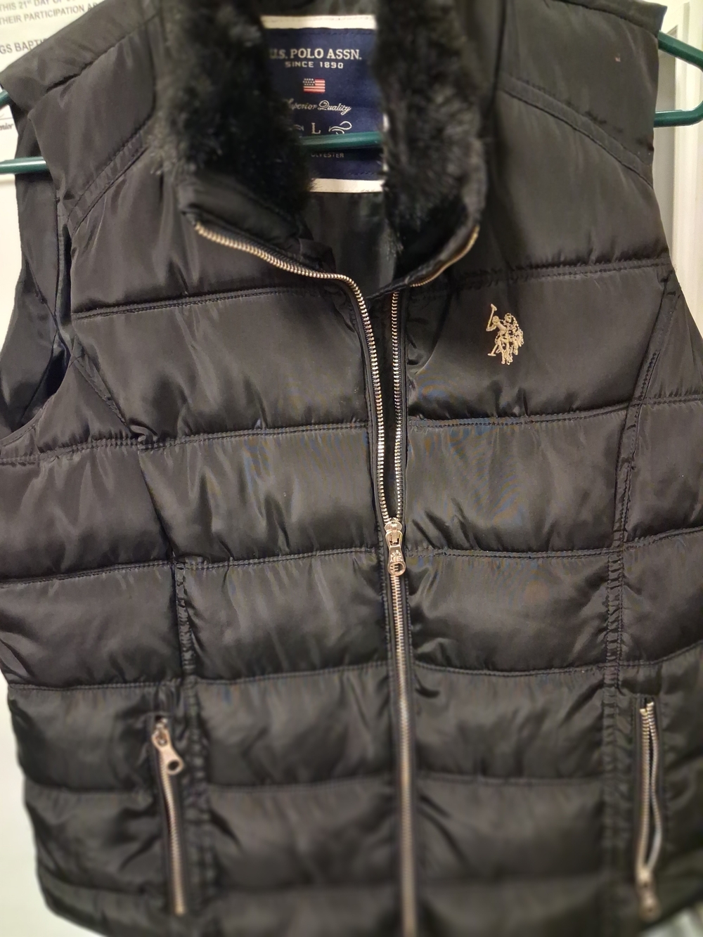 U.S. Polo Assn. Kids' Black Quilted Puffer Vest